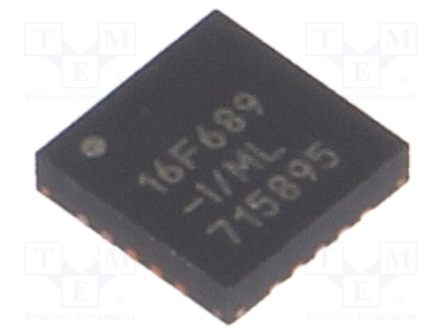 PIC microcontroller; Memory: 7kB; SRAM: 256B; EEPROM: 256B; SMD