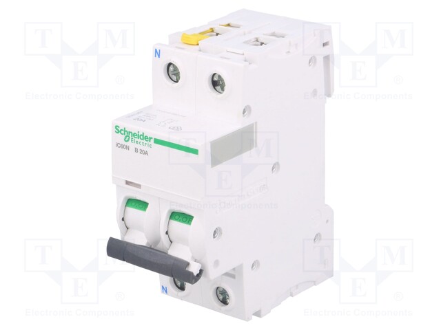 Circuit breaker; 400VAC; Inom: 20A; Poles: 1+N; DIN; Charact: B; 6kA