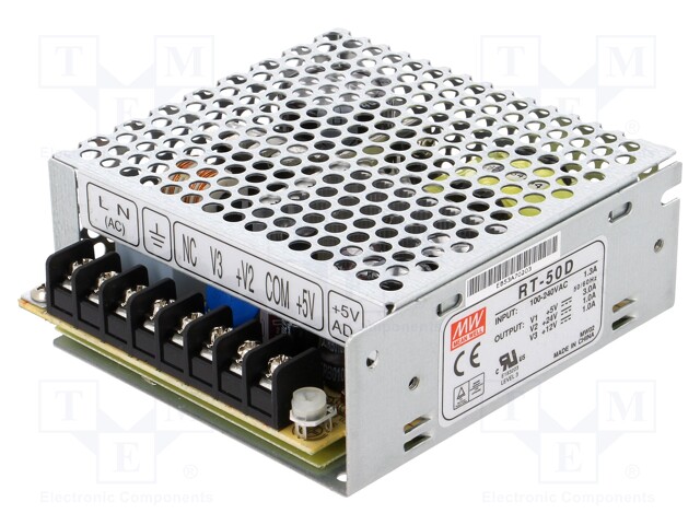 Power supply: switched-mode; modular; 51W; 5VDC; 99x97x36mm; 24VDC