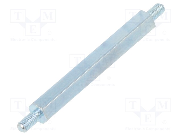 Screwed spacer sleeve; 40mm; Ext.thread: M3; hexagonal; steel