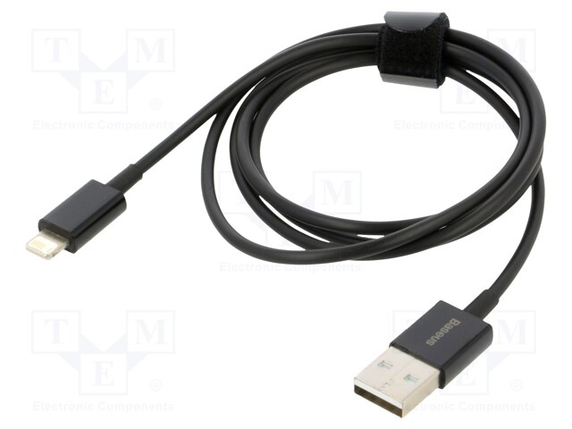 Cable; Apple Lightning plug,USB A socket; 1m; black; 2.4A