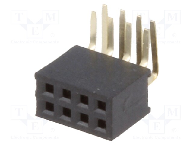 Socket; pin strips; female; PIN: 8; angled 90°; 1.27mm; THT; 2x4