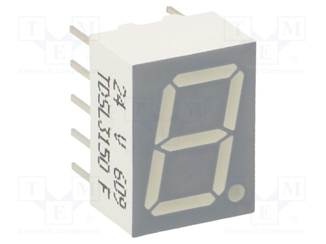 Display: LED; 7-segment; 10mm; 0.39"; No.char: 1; orange-red; anode