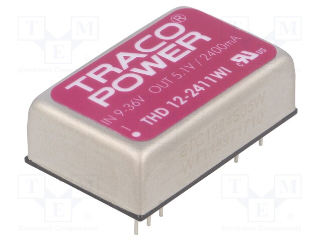 Converter: DC/DC; 12W; Uin: 9÷36V; 5.1VDC; Iout: 2400mA; DIP24; 18g