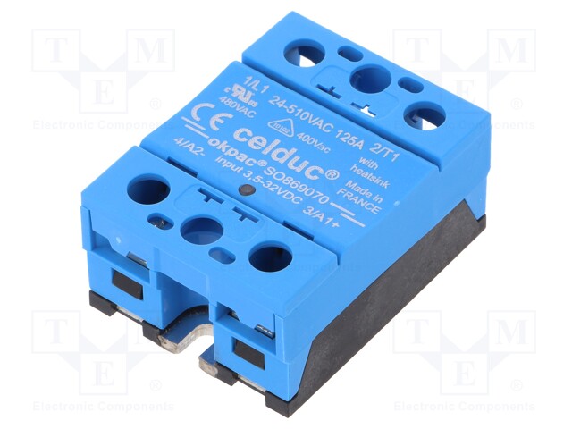 Relay: solid state; Ucntrl: 3.5÷32VDC; 125A; 24÷510VAC; -55÷100°C