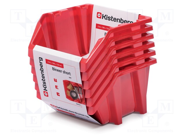 Container: cuvette; red; 198x272x133mm; 6pcs; KBISS22; BINEER