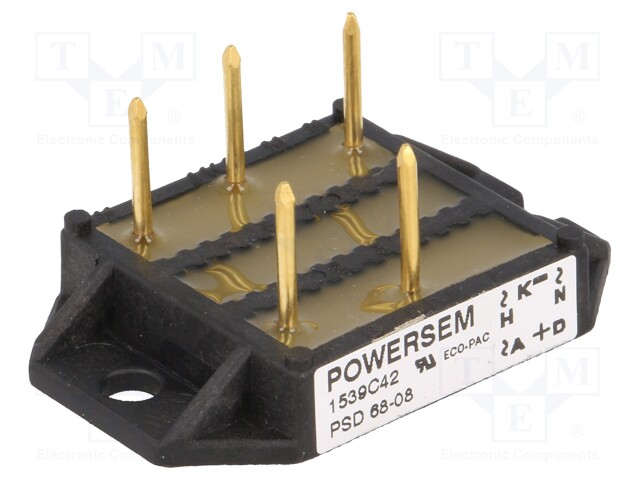 Three-phase bridge rectifier; Urmax: 0.8kV; If: 68A; Ifsm: 300A