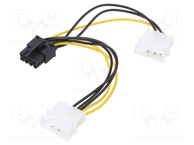 Cable: Molex; PC plug Molex x2,PCI-E 8pin; 0.15m