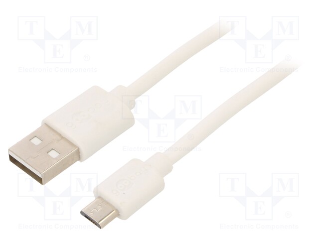 Cable; USB 2.0; USB A plug,USB B micro plug; 0.5m; white