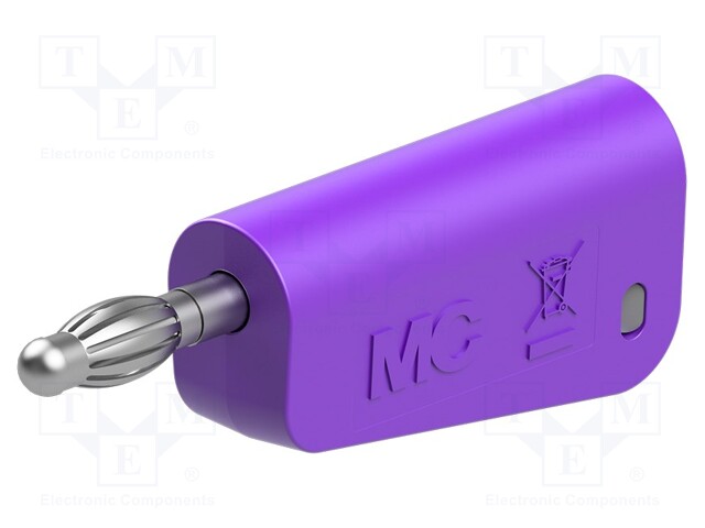 Plug; 4mm banana; 19A; 30VAC; 60VDC; violet; nickel plated; 1mm2