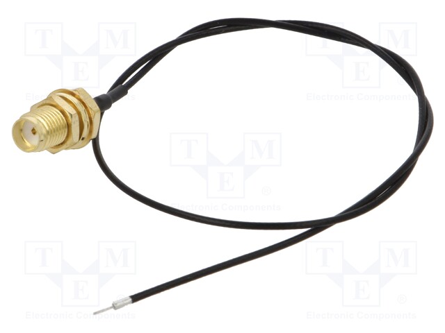 Cable; 50Ω; 0.3m; wires,SMA socket; black; straight