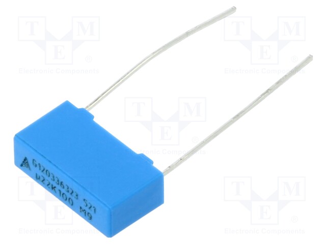 Capacitor: polyester; 0.22uF; 63VAC; 100VDC; Pitch: 10mm; ±10%