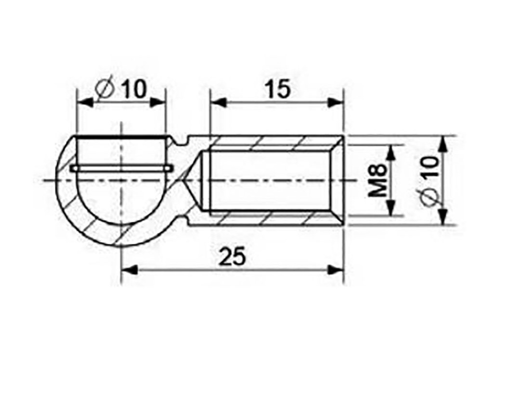 Mounting element for gas spring; Mat: zinc plated steel; 10mm