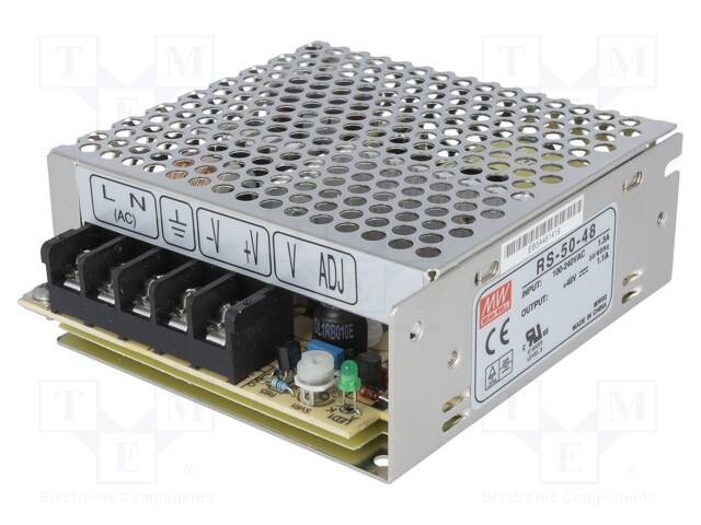 Power supply: switched-mode; modular; 52.8W; 48VDC; 99x97x36mm