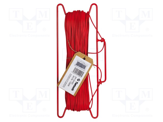 Test lead; banana plug 4mm,both sides; Len: 50m; red