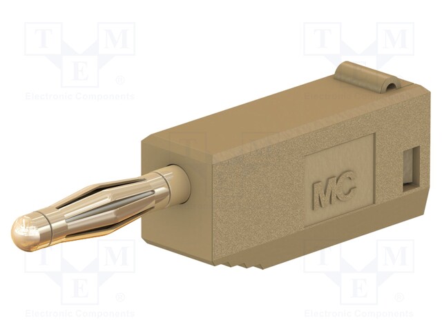 Plug; 2mm banana; 10A; 30VAC; 60VDC; brown; gold-plated; 0.5mm2