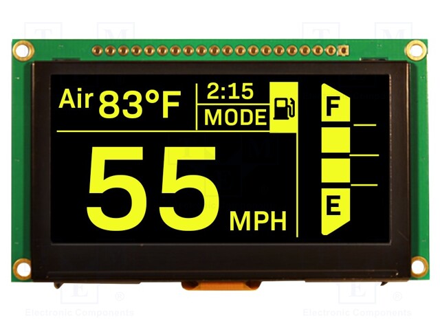 Display: OLED; graphical; 2.7"; 128x64; Dim: 82x47.5x5.5mm; yellow