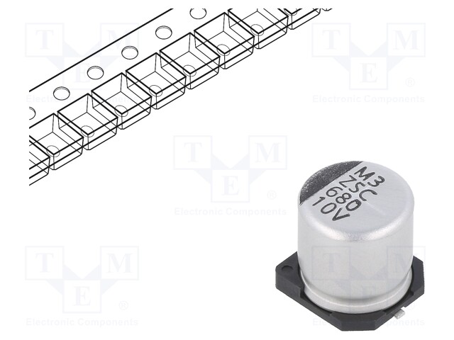 Capacitor: electrolytic; SMD; 680uF; 10VDC; Ø10x10mm; ±20%