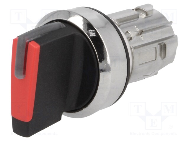 Switch: rotary; Stabl.pos: 2; 22mm; red; IP67; Pushbutton: prominent