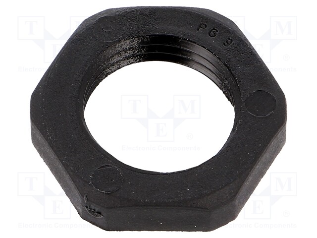 Nut; PG9; polyamide; UL94V-0; D: 5mm; Spanner: 22mm; black; -40÷100°C