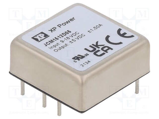 Isolated Board Mount DC/DC Converter, 2:1 Input, ITE, 2 Output, 15 W, 5 V, 1.5 A, -5 V