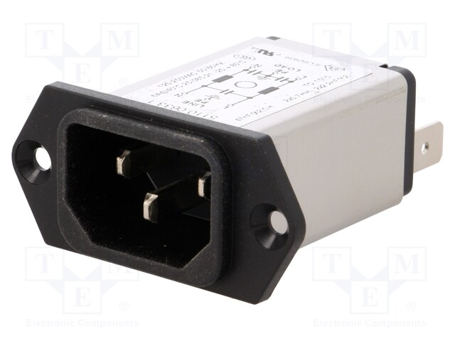 Connector: AC supply; socket; male; 6A; 250VAC; IEC 60320; -25÷85°C