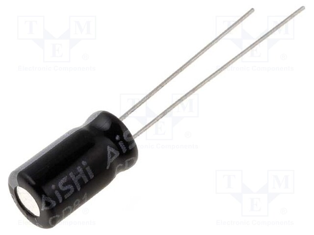 Capacitor: electrolytic; THT; 10uF; 63VDC; Ø6.3x11mm; Pitch: 2.5mm