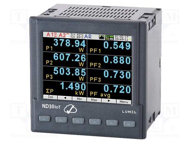 Meter; on panel; digital; LCD 3,5" (320x240),TFT; 45÷65Hz; 1/5A