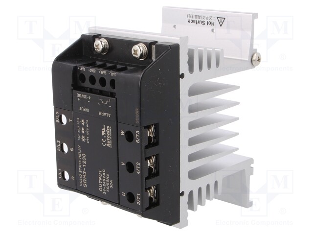 Relay: solid state; Ucntrl: 4÷30VDC; 30A; 24÷240VAC; 3-phase; DIN