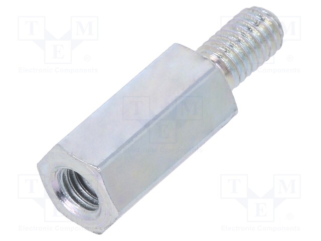 Screwed spacer sleeve; Int.thread: M3; 10mm; Ext.thread: M3; steel