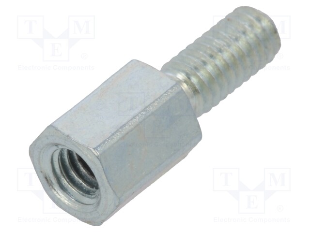 Screwed spacer sleeve; Int.thread: M2,5; 5mm; Ext.thread: M2,5