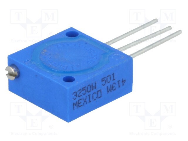 TRIMMER POTENTIOMETER, 500 OHM 25TURN THROUGH HOLE