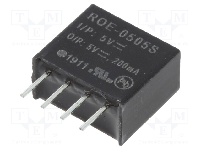 Converter: DC/DC; 1W; Uin: 4.5÷5.5V; Uout: 5VDC; Iout: 200mA; SIP4