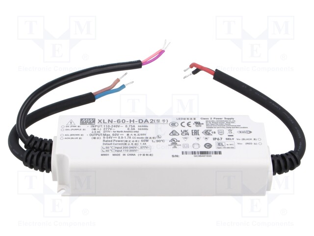 Power supply: switching; LED; 60W; IP67; XLN-60; -25÷90°C; OUT: 1