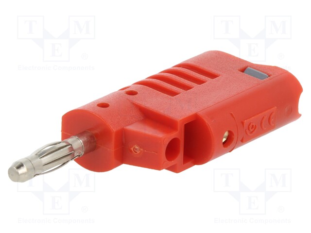 Plug; 4mm banana; 36A; 30VAC; 60VDC; red; non-insulated; 57.2mm