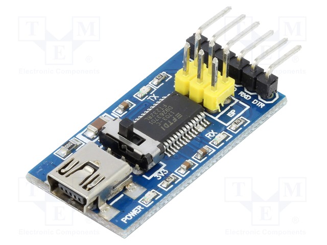 Module: converter; USB-UART; FT232RL; USB B mini; 3.3÷5VDC