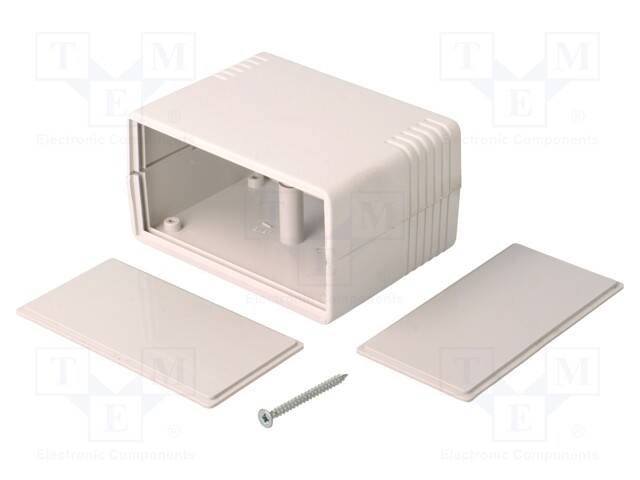 Enclosure: with panel; X: 89mm; Y: 64mm; Z: 47mm; ABS; grey