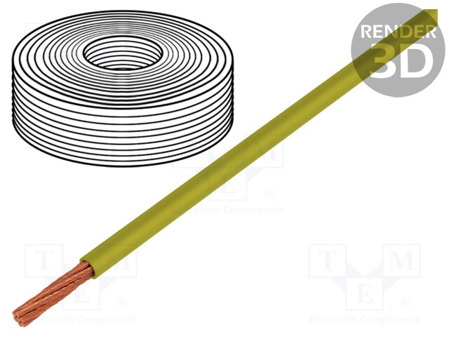 Wire; LifY; stranded; Cu; 1x0,5mm2; PVC; yellow; 300/500V; -15÷80°C