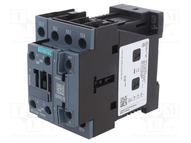 Contactor: 4-pole; NO x4; Auxiliary contacts: NO + NC; 24VDC; 690V