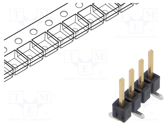 Connector: pin strips; male; PIN: 4; 2.54mm; gold-plated; SMT