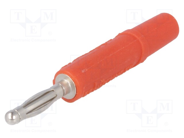 Plug; 2mm banana; 10A; 70VDC; red; Plating: nickel plated; -25÷90°C