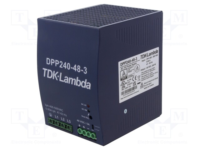 Power supply: switched-mode; for DIN rail; 240W; 48VDC; 5A; 91%