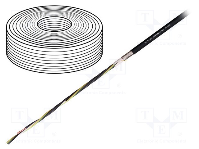 Wire: motor; chainflex® CF35.UL; 4G1,5mm2; TPE; black; stranded; Cu