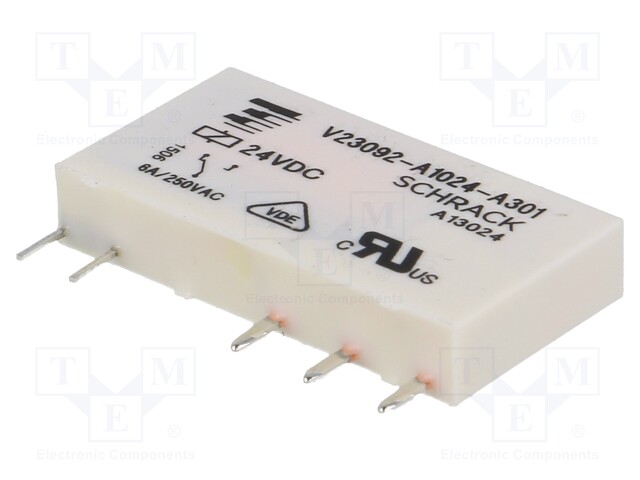 Relay: electromagnetic; SPDT; Ucoil: 24VDC; 6A/250VAC; 6A/30VDC