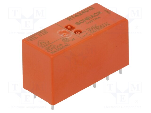 Relay: electromagnetic; DPDT; Ucoil: 12VDC; 8A/250VAC; 8A/30VDC; 8A