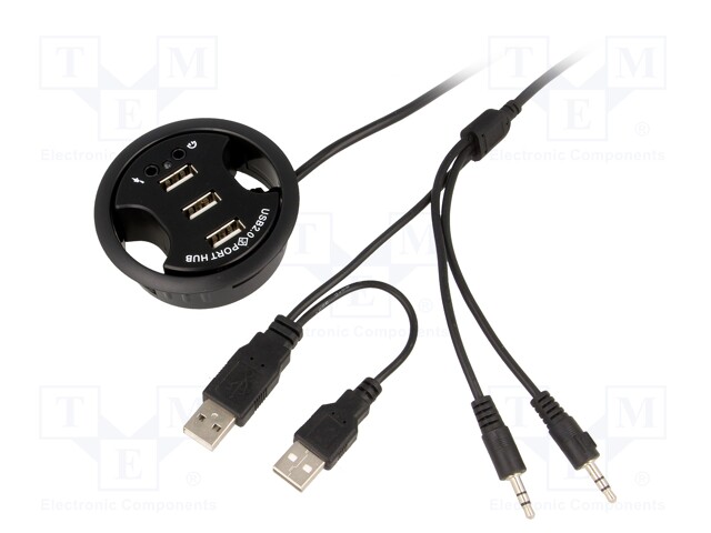 Hub USB; USB 1.1,USB 2.0; black; Number of ports: 3; 480Mbps