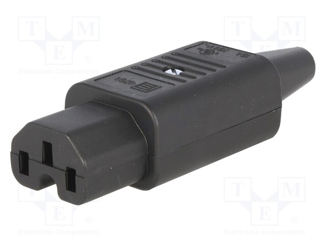 Connector: AC supply; plug; female; 10A; 250VAC; IEC 60320; 8.5mm