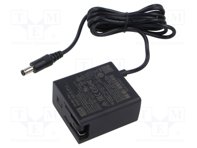 Power supply: switched-mode; plug; 15VDC; 1.2A; 18W; Out: 5,5/2,1