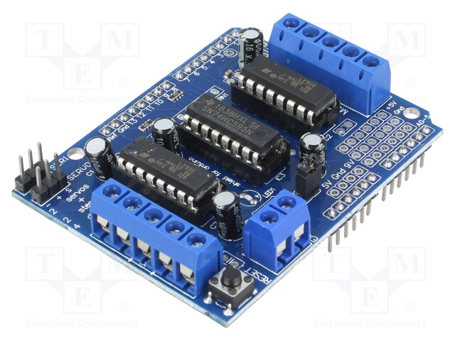 DC-motor driver; L293D; PWM,analog; Icont out per chan: 0.6A