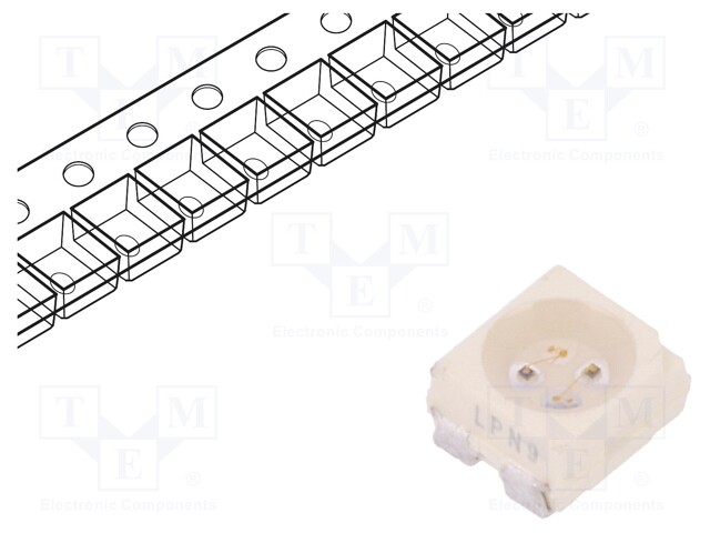 LED; SMD; 3528,PLCC4; red; 71÷140mcd; 3.5x2.8x1.75mm; 60°; 1.9÷2.6V